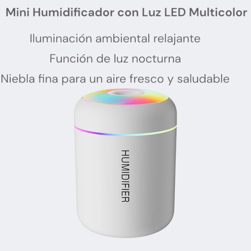 Mini Humidificador USB 180ml con Luz LED y Difusor de Aromas
