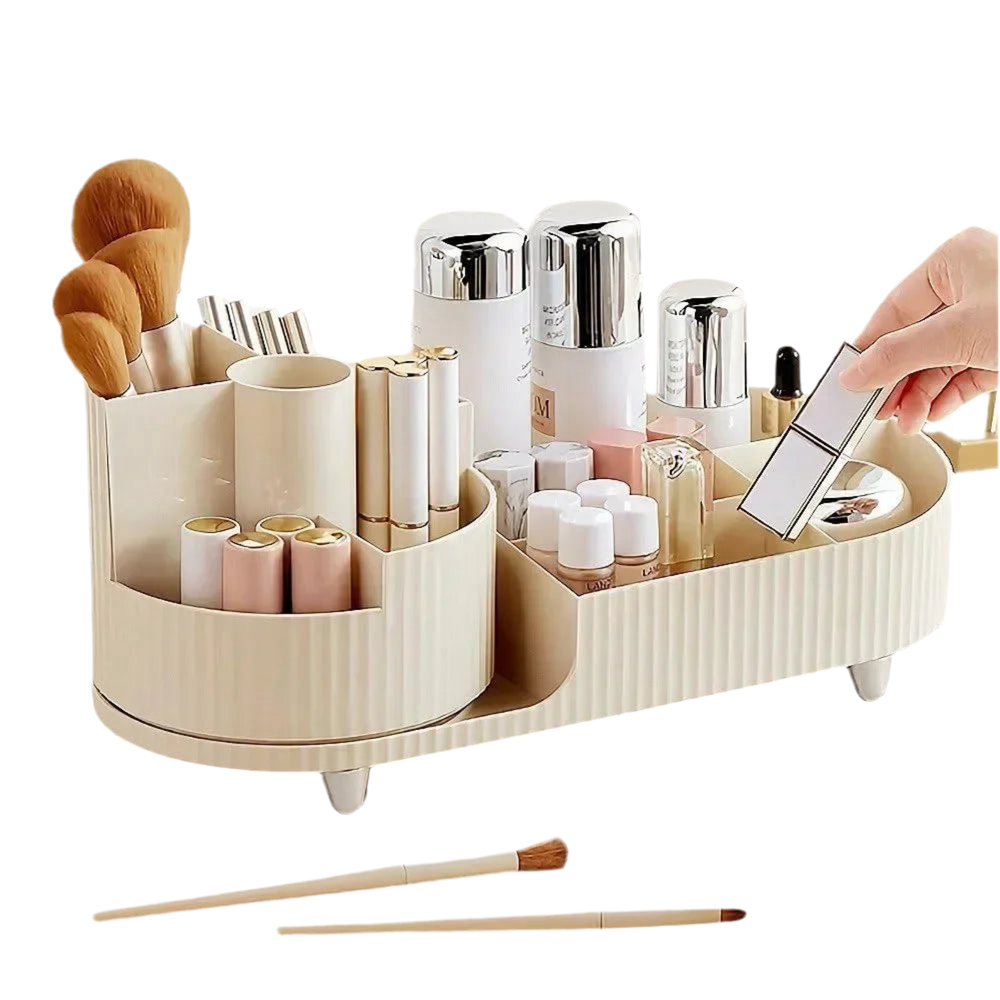 Organizador de Maquillaje 360° Giratorio – Caja 2 en 1 Grande