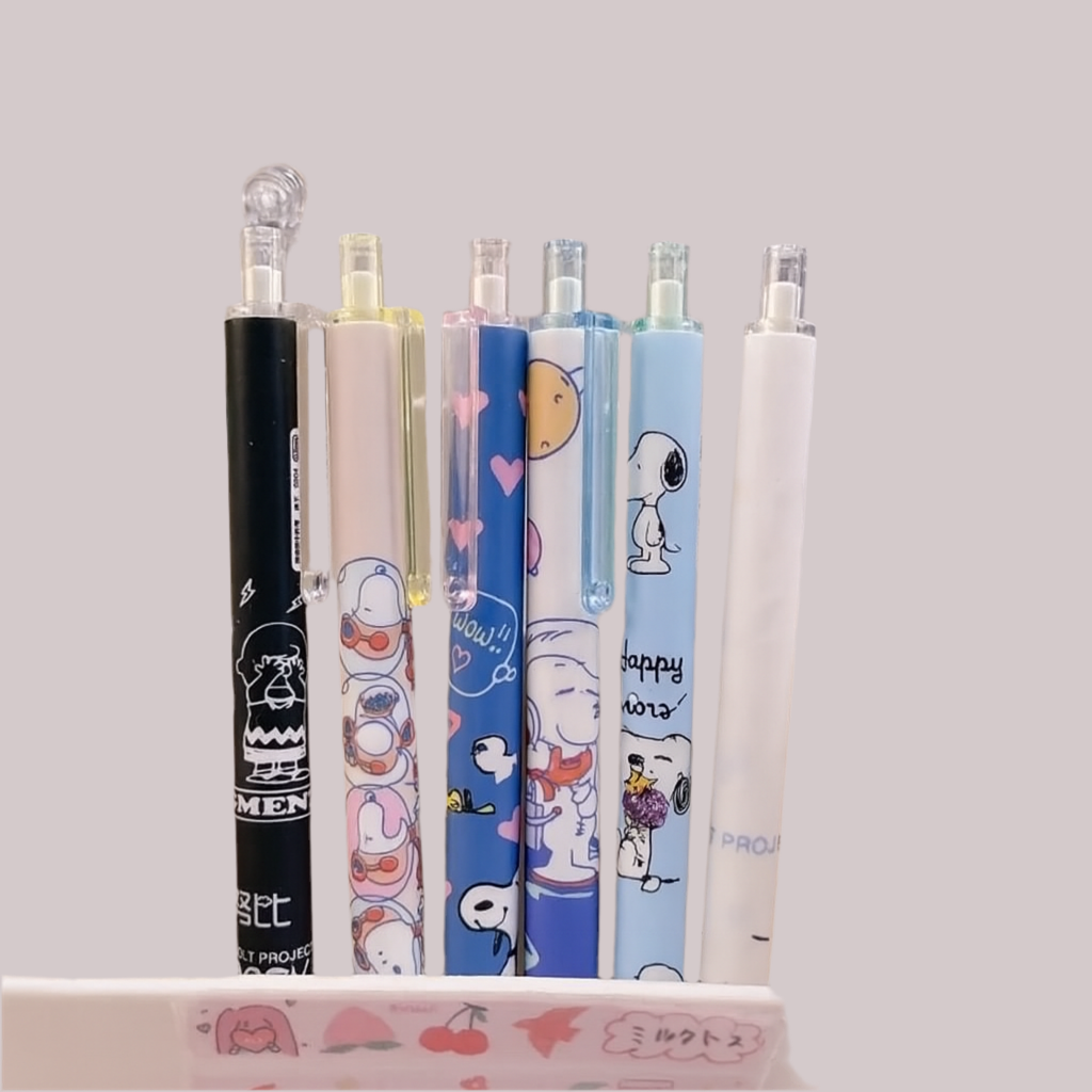 Set de 6 Bolígrafos Snoopy – Escritura Suave con Estilo Kawaii