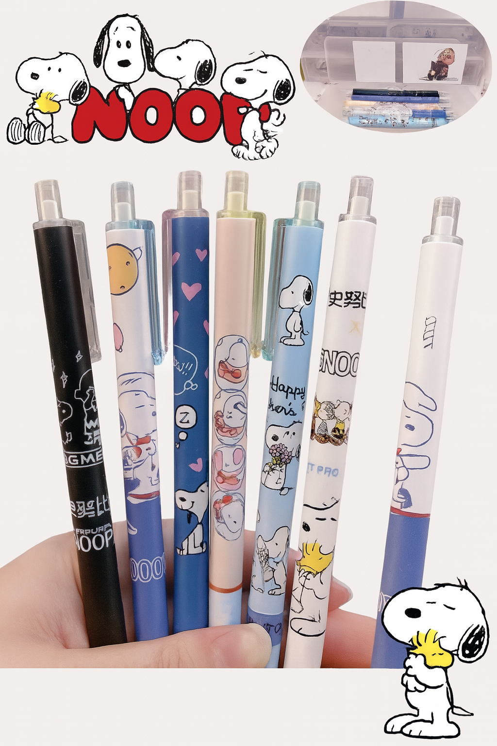 Set de 6 Bolígrafos Snoopy – Escritura Suave con Estilo Kawaii