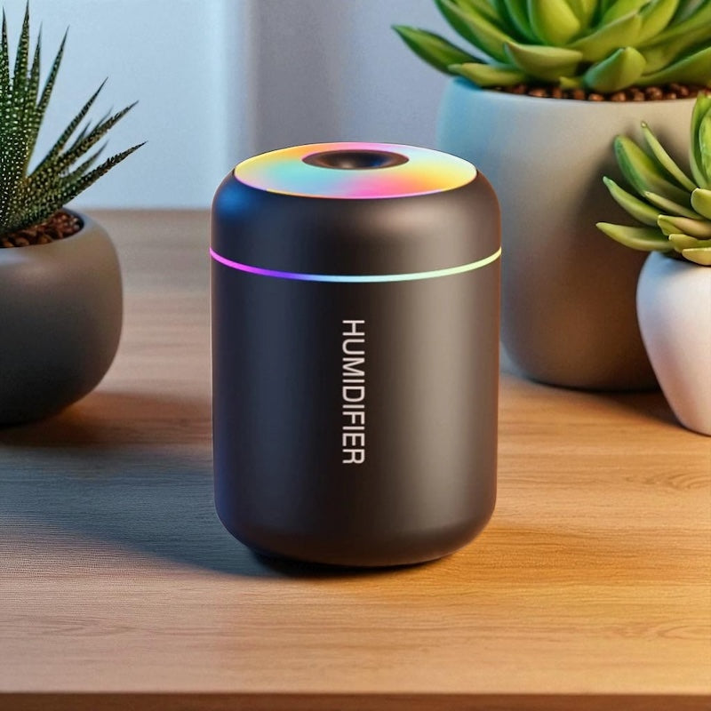 Humidificador Mini con Difusor de Aroma y Luz LED – Aromaterapia, Purificador de Aire y Vapor Frío