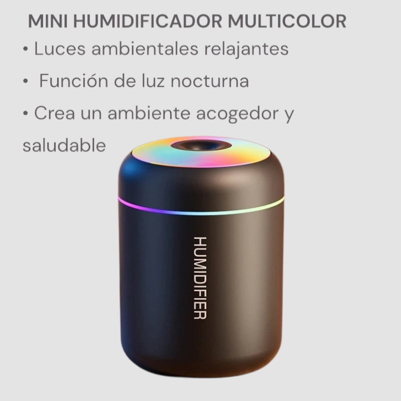 Humidificador Mini con Difusor de Aroma y Luz LED – Aromaterapia, Purificador de Aire y Vapor Frío