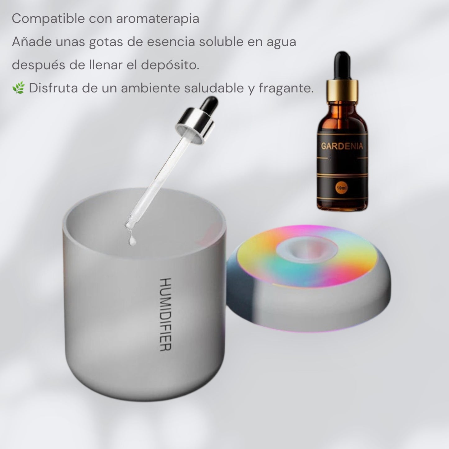 Mini Humidificador USB 180ml con Luz LED y Difusor de Aromas