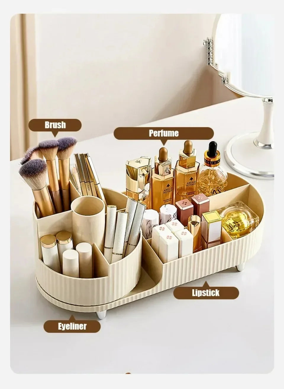 Organizador de Maquillaje 360° Giratorio – Caja 2 en 1 Grande