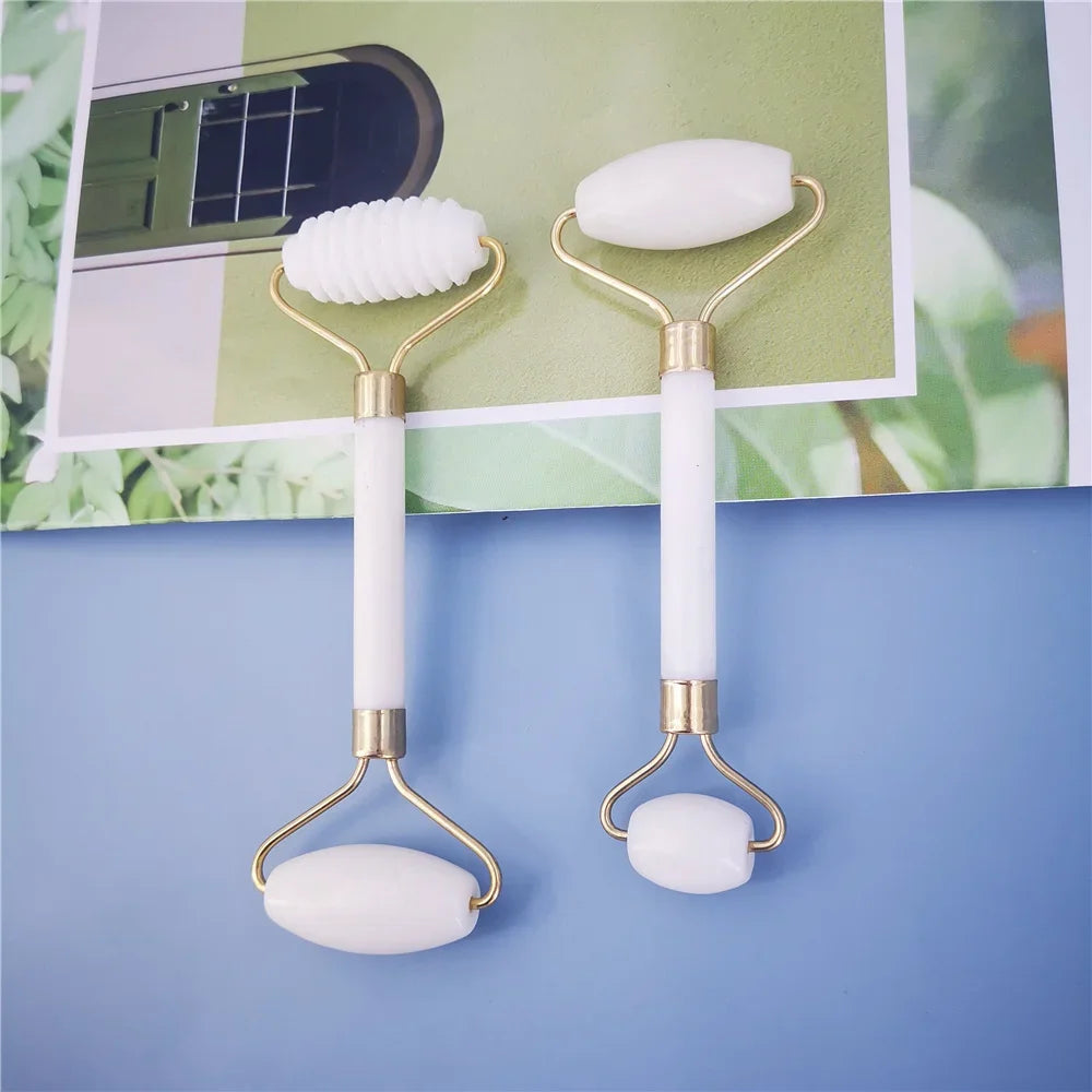 Set de Masaje Facial Jade – Rodillo & Gua Sha Natural (8 Estilos)