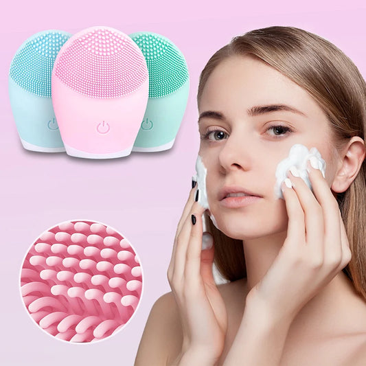 Cepillo Facial Sónico – Silicona Impermeable y Exfoliante