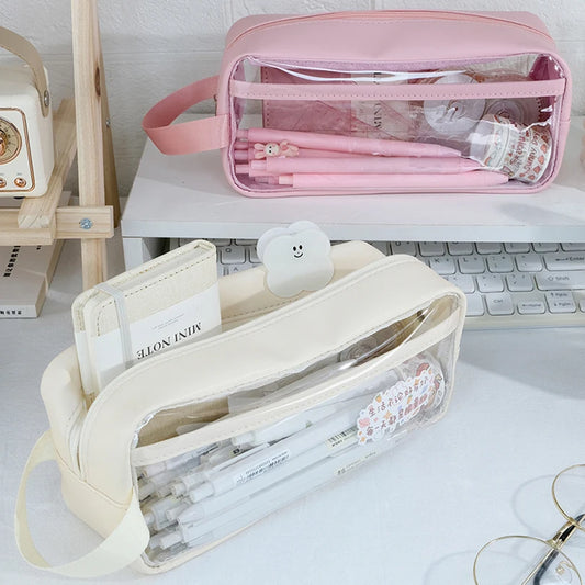 Estuche Transparente Grande – Estilo Kawaii Coreano PVC