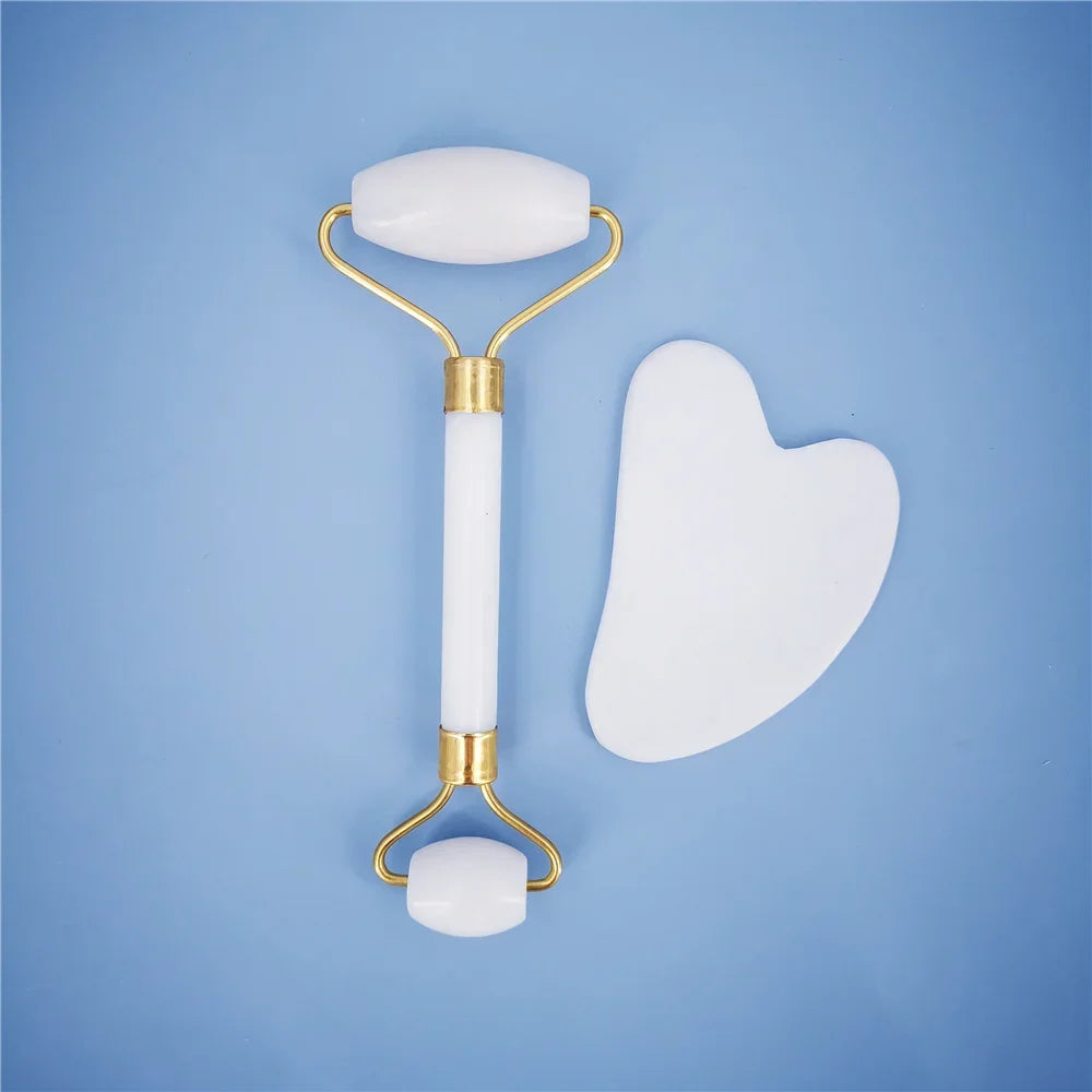 Set de Masaje Facial Jade – Rodillo & Gua Sha Natural (8 Estilos)