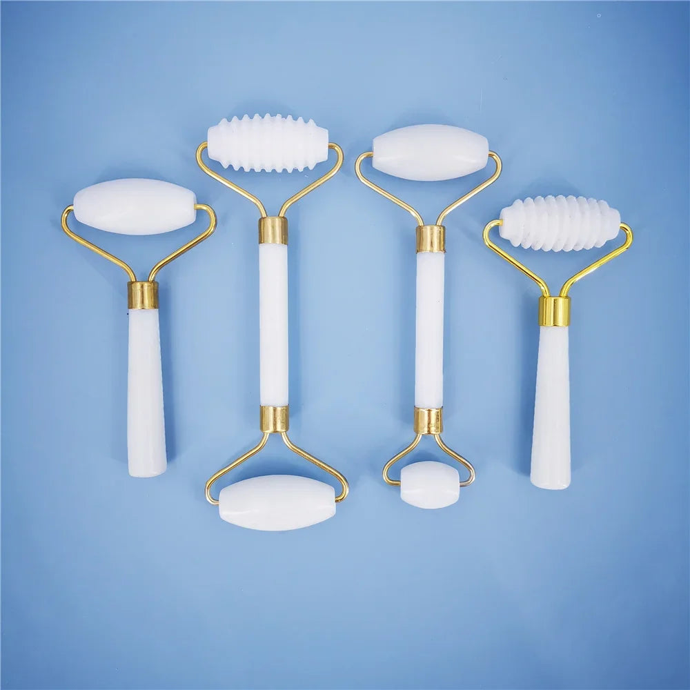 Set de Masaje Facial Jade – Rodillo & Gua Sha Natural (8 Estilos)