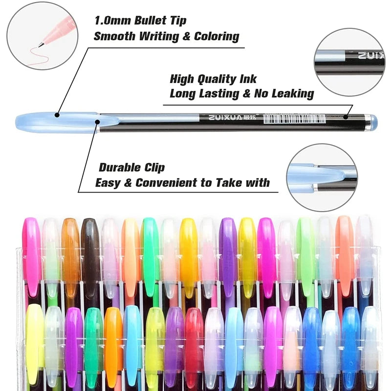 Set de Bolígrafos Gel Metálicos y Brillantes – 12 o 24 Piezas