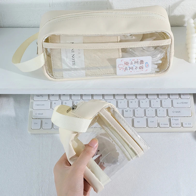 Estuche Transparente Grande – Estilo Kawaii Coreano PVC