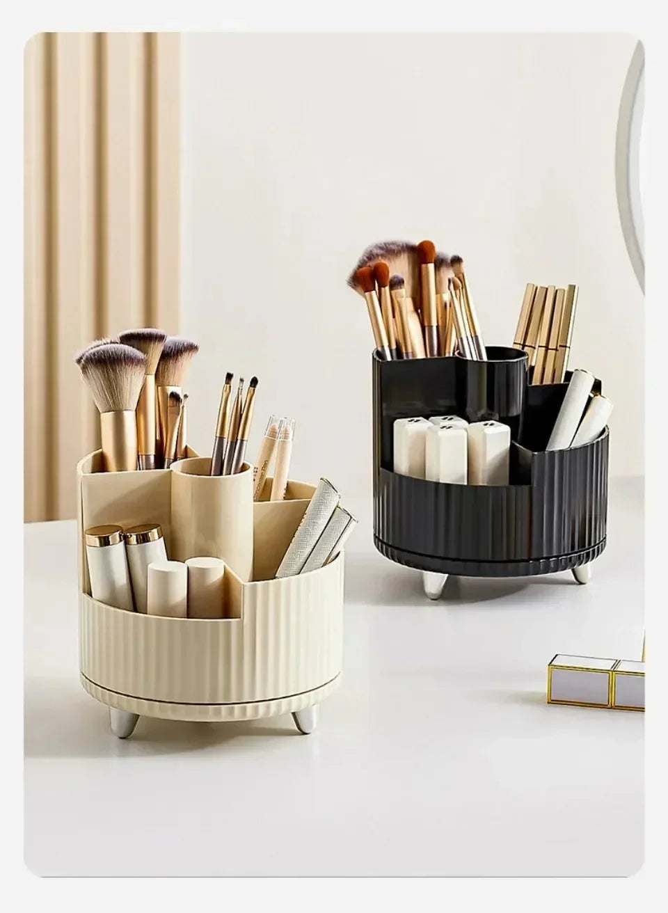 Organizador de Maquillaje 360° Giratorio – Caja 2 en 1 Grande