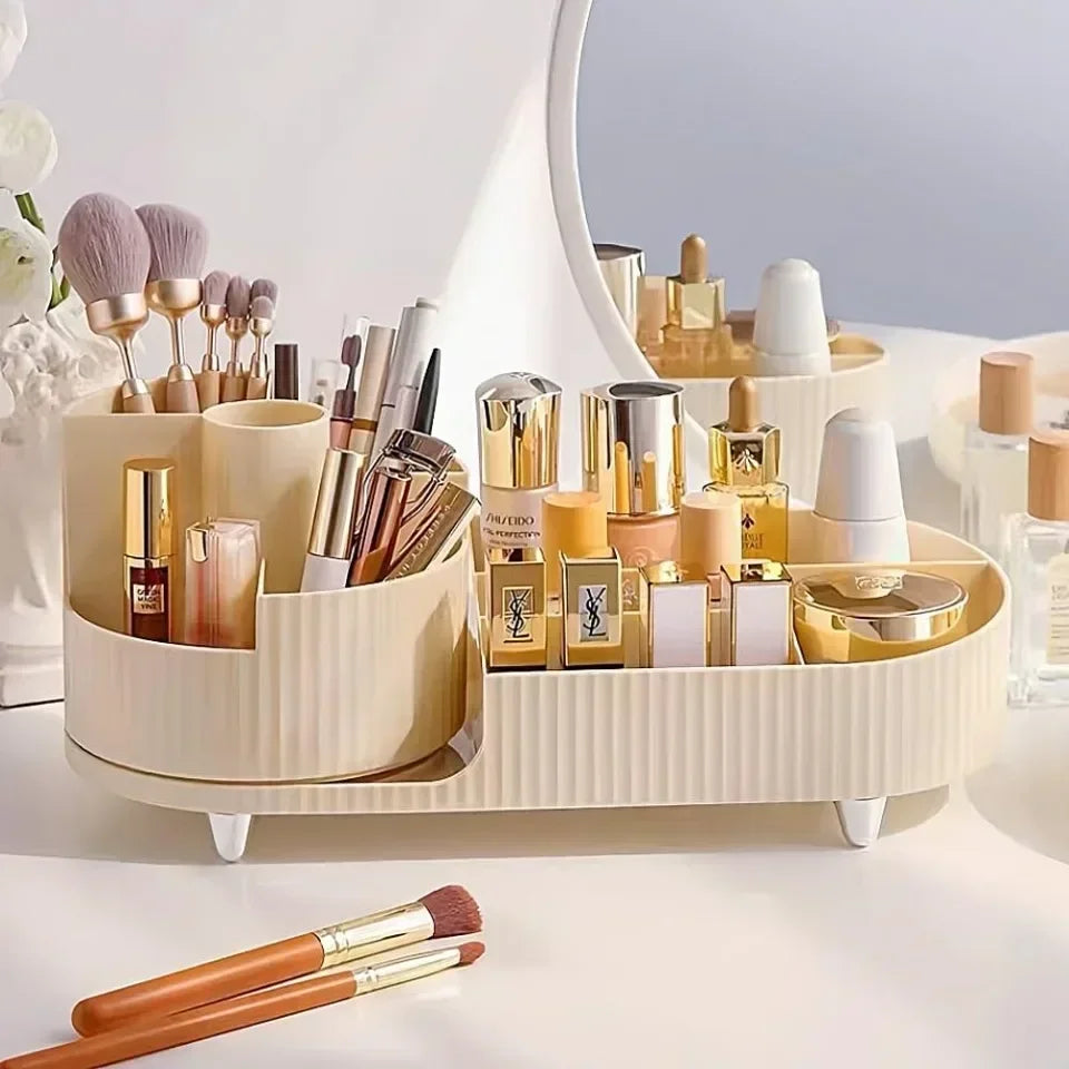 Organizador de Maquillaje 360° Giratorio – Caja 2 en 1 Grande