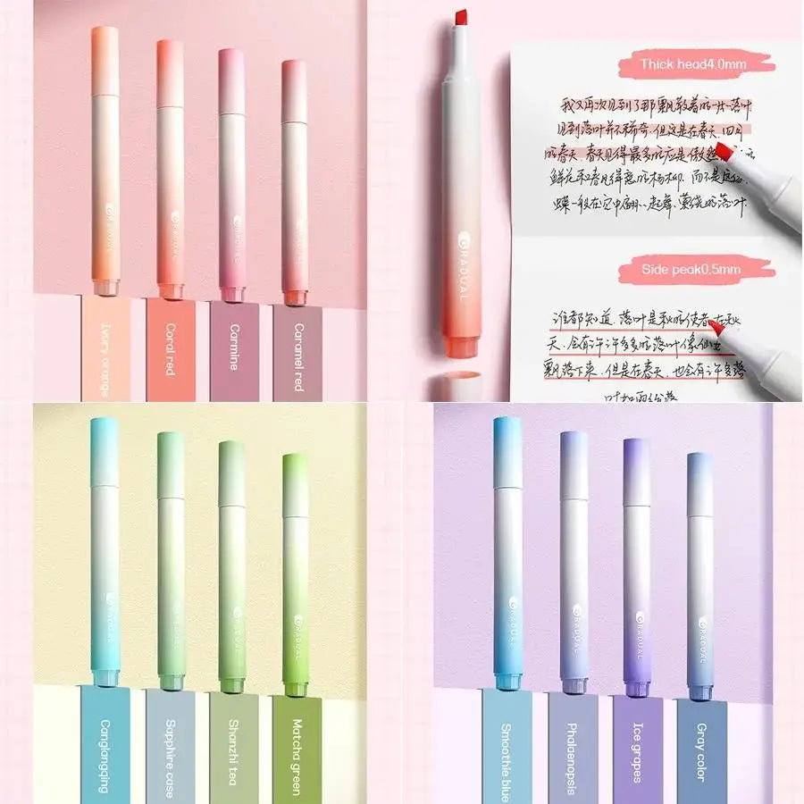 Set de 4 Rotuladores Pastel Kawaii - Colores Suaves y Bonitos