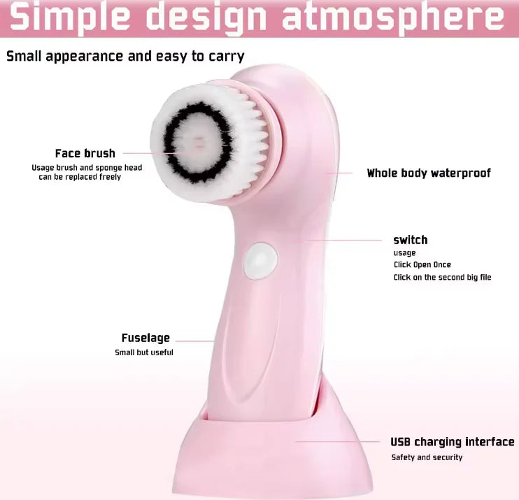 Cepillo Facial Sónico Eléctrico 3 en 1 – Limpieza Profunda