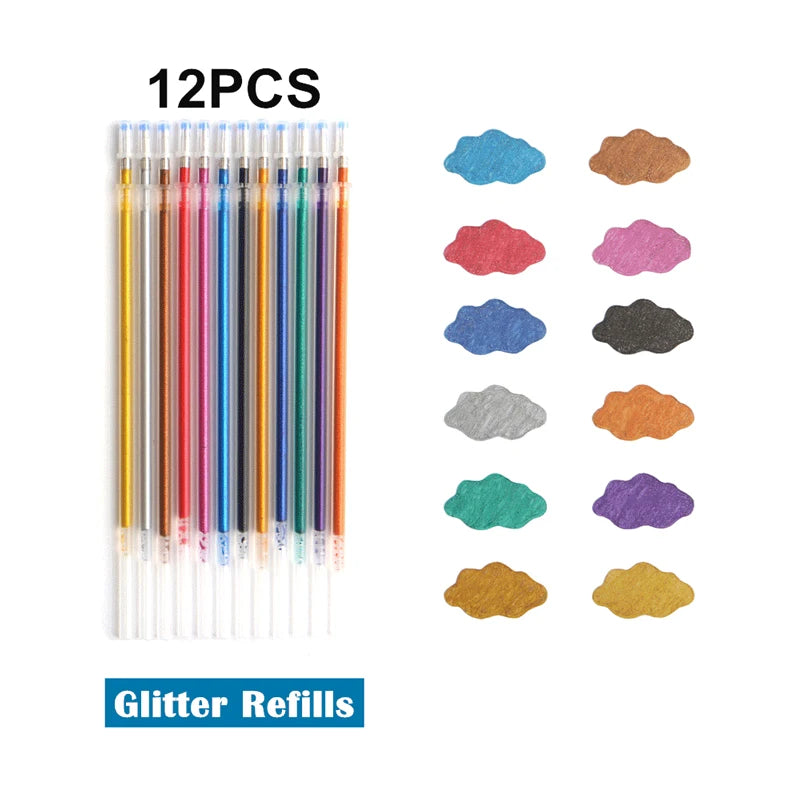 Set de Bolígrafos Gel Metálicos y Brillantes – 12 o 24 Piezas