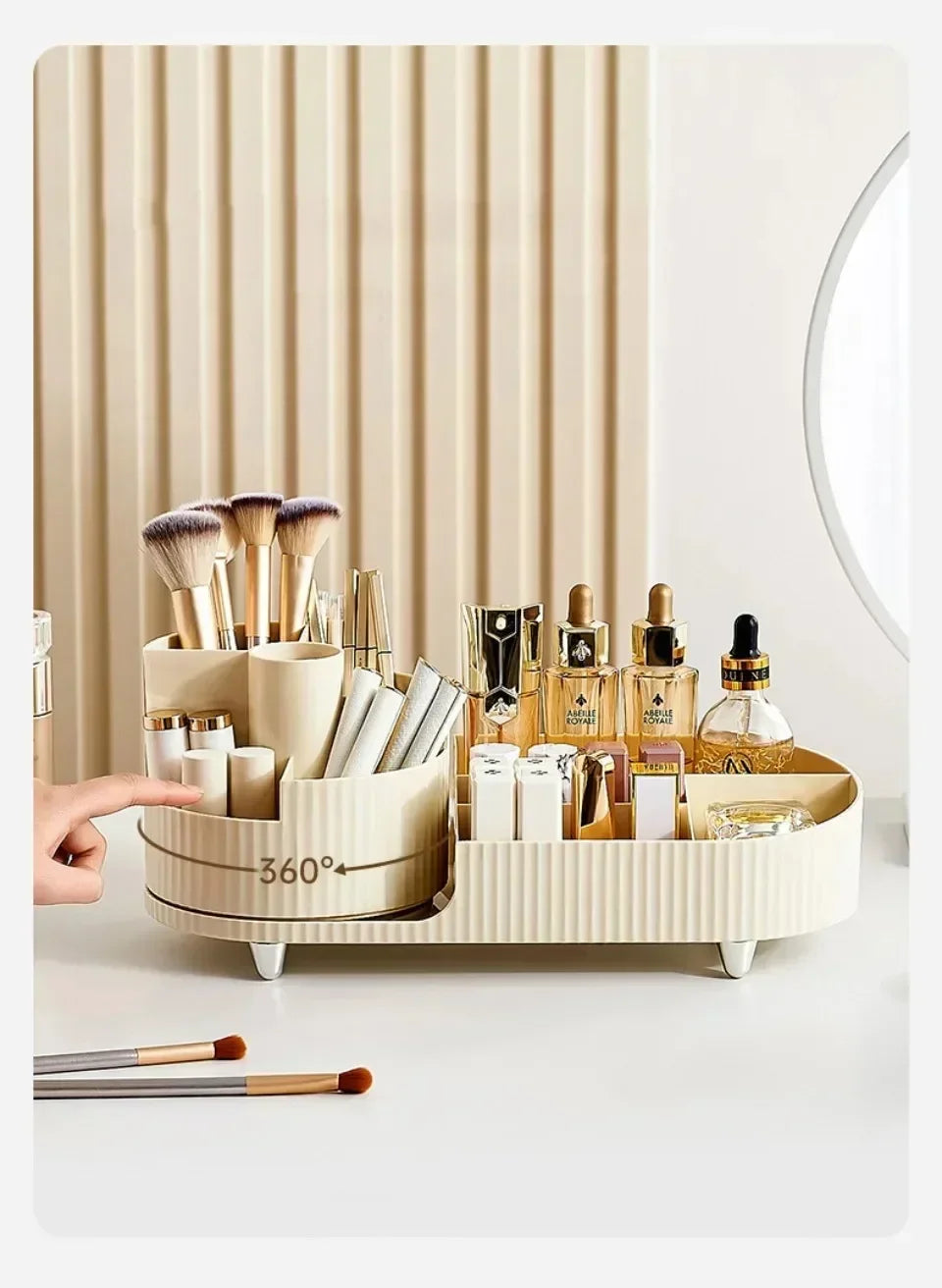 Organizador de Maquillaje 360° Giratorio – Caja 2 en 1 Grande