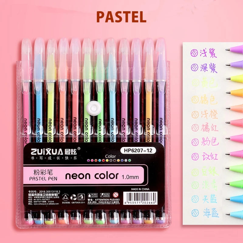 Set de Bolígrafos Gel Metálicos y Brillantes – 12 o 24 Piezas