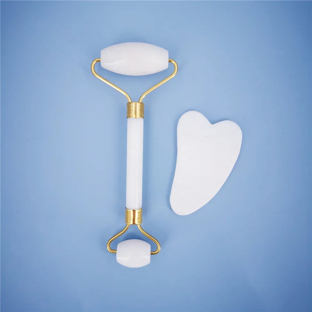 Set de Masaje Facial Jade – Rodillo & Gua Sha Natural (8 Estilos)