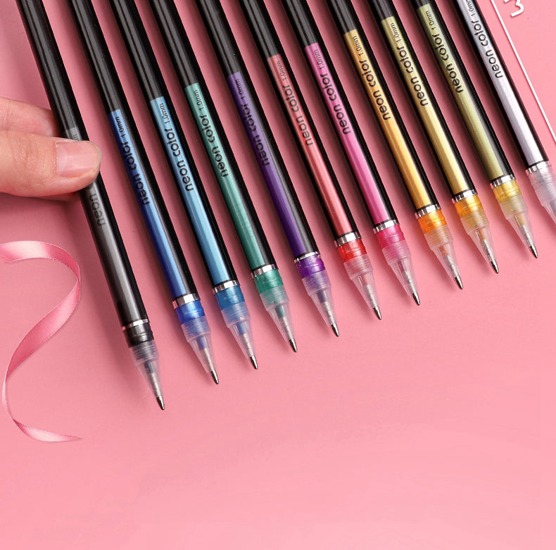 Set de Bolígrafos Gel Metálicos y Brillantes – 12 o 24 Piezas