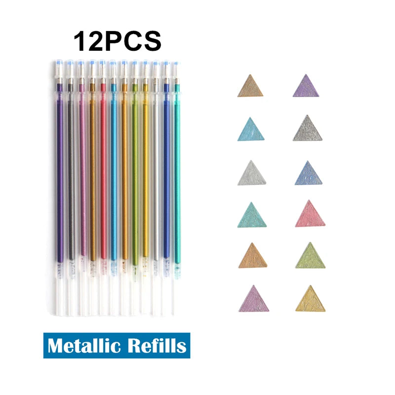 Set de Bolígrafos Gel Metálicos y Brillantes – 12 o 24 Piezas