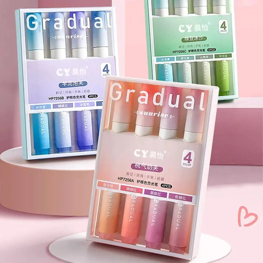 Set de 4 Rotuladores Pastel Kawaii - Colores Suaves y Bonitos