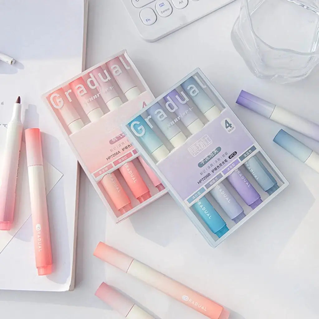 Set de 4 Rotuladores Pastel Kawaii - Colores Suaves y Bonitos