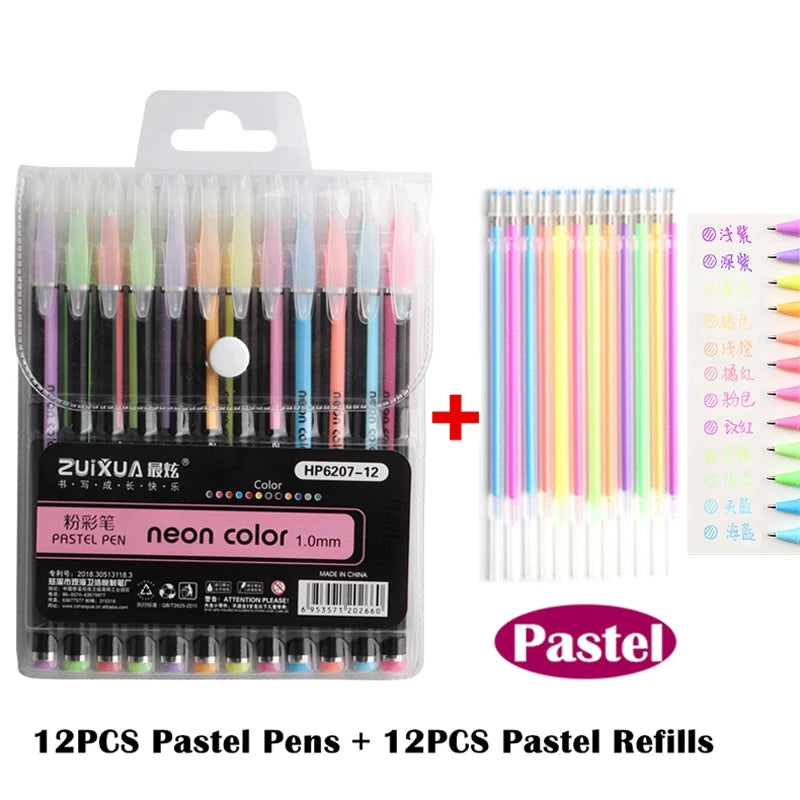 Set de Bolígrafos Gel Metálicos y Brillantes – 12 o 24 Piezas