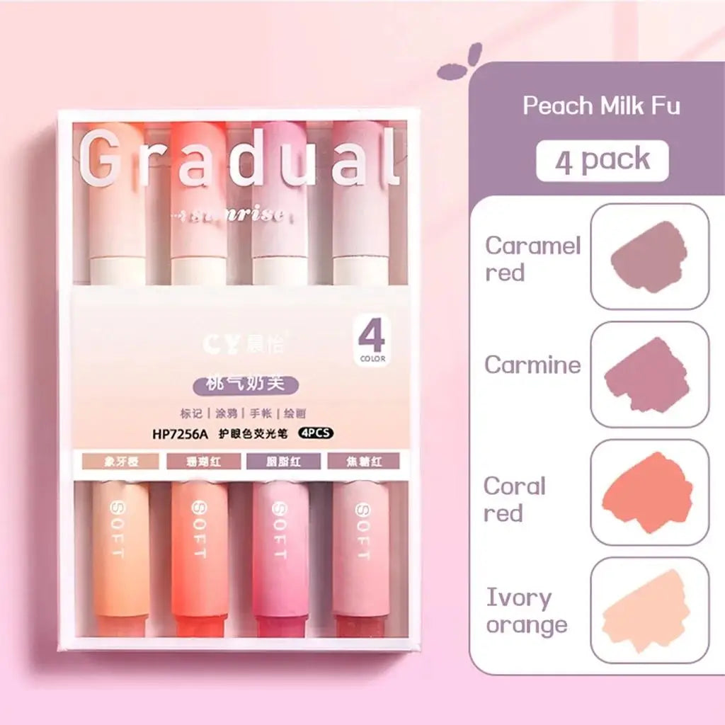 Set de 4 Rotuladores Pastel Kawaii - Colores Suaves y Bonitos