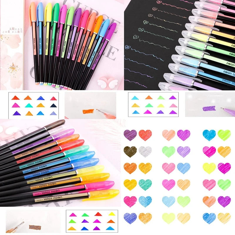 Set de Bolígrafos Gel Metálicos y Brillantes – 12 o 24 Piezas