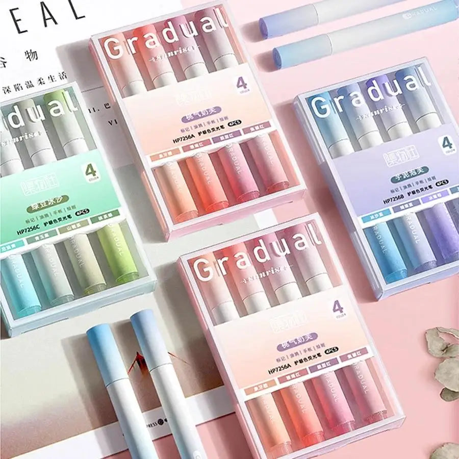 Set de 4 Rotuladores Pastel Kawaii - Colores Suaves y Bonitos